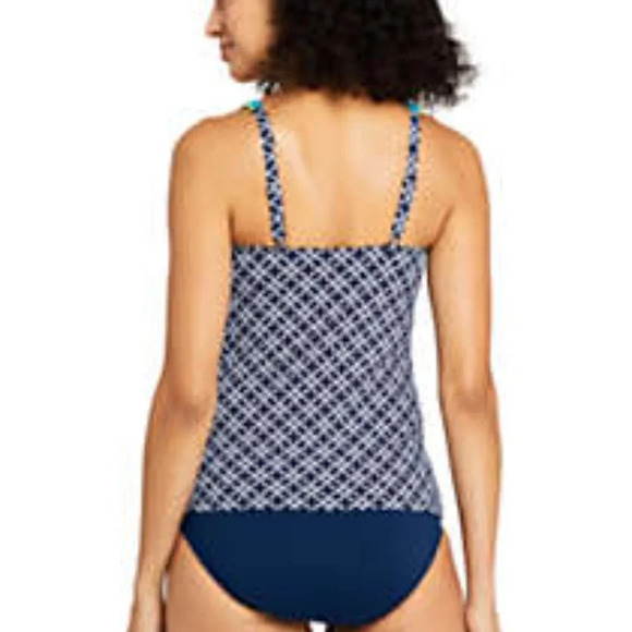 Lane Ends Square Neck Underwire Tankini Top Swimsuit Adjustable Straps Size 14L - Picture 2 of 11
